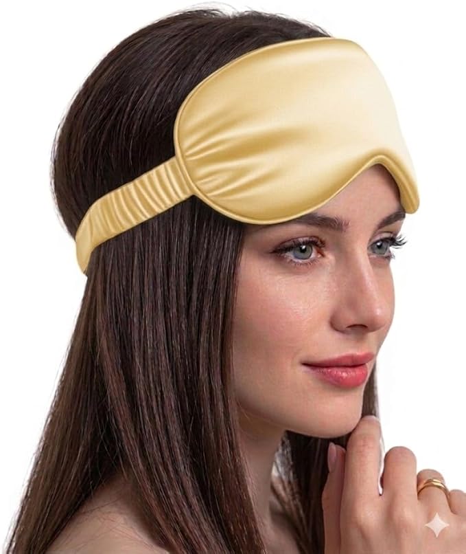 Silk Eye Mask for Sleeping - Satin Eye Cover with Silk Storage Bag Golden 3 Pcs Save 20%