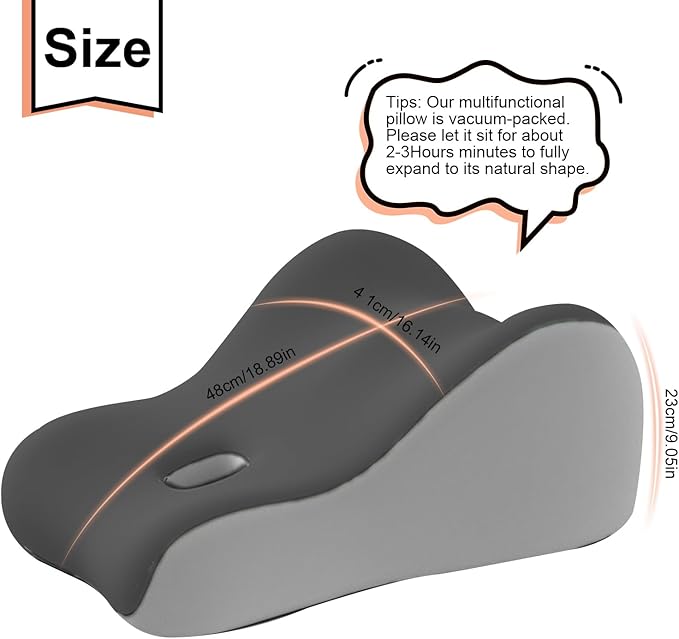 Intimacy Support Wedge Pillow for Couples, Memory Foam Positioning Cushion for Back, Neck & Waist Pain Relief with Washable Cover, Portable Design for Relaxing, Reading & Adult Play-Grey