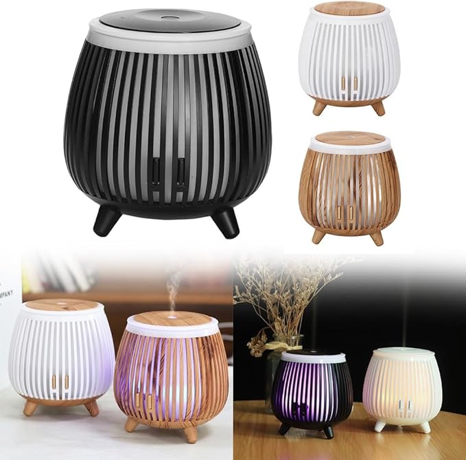 Essential Oil Diffuser and Humidifier with LED Mood Light, Quiet Ultrasonic-Aromatherapy Machine for Home Bedroom Office, Portable Air Freshener with Auto Shut-Off(Black)