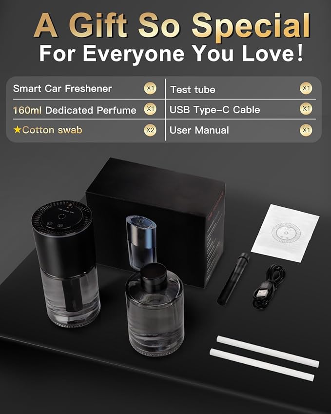 All-New, Smart Car Air Freshener Diffuser 160ml Large Capacity for 6 Months, Real-Time Monitoring, 90-Day Battery Life, 3 Modes, 7-Color with Starry Ceiling, for Car, Bedroom and Office.(OCEAN)