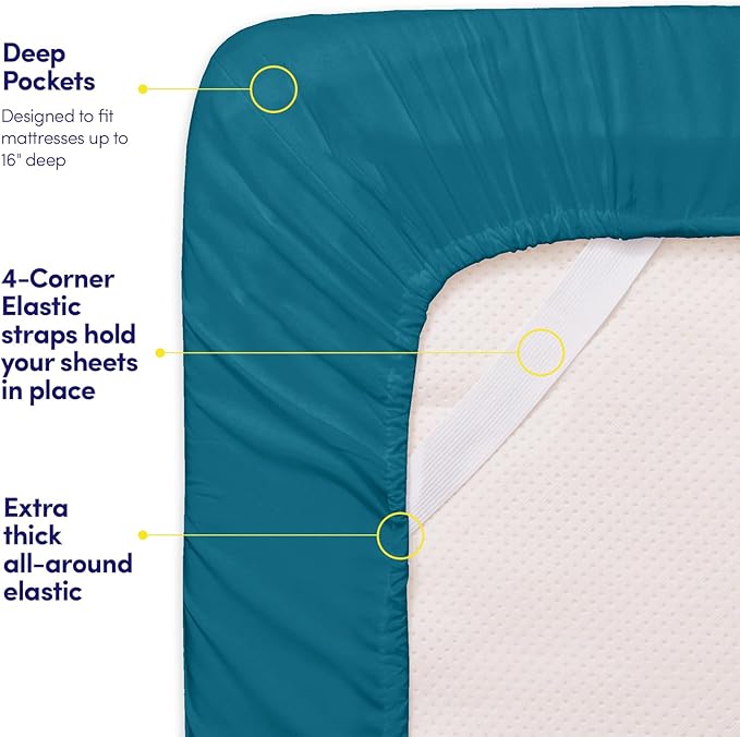 1500 Supreme Collection Extra Soft Split King Sheets Set, Denim - Luxury Bed Sheets Set with Deep Pocket Wrinkle Free Bedding, Over 40 Colors, Split King Size, Denim