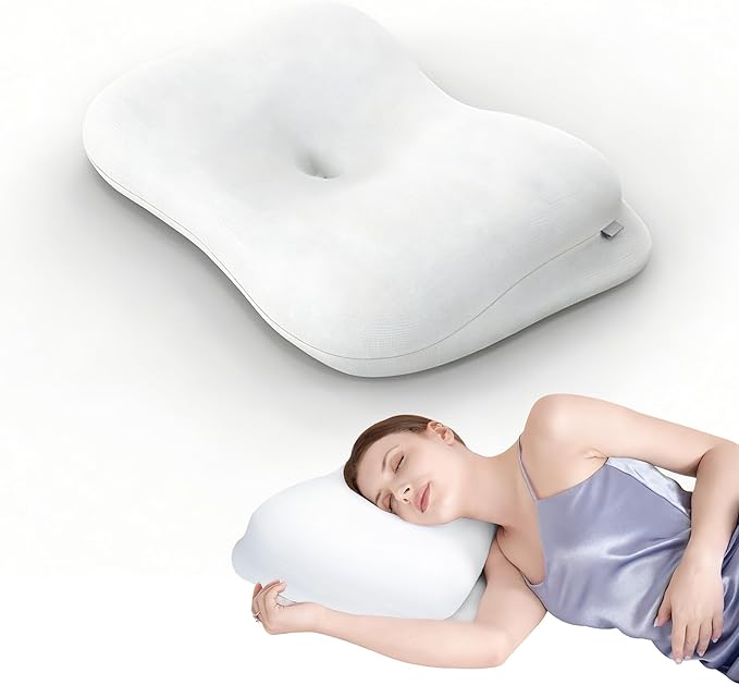 VADSBO Sleep Pillow Ergonomic Contour Design Cooling Memory Foam Pillows for Neck Support, Side & Back Sleepers White