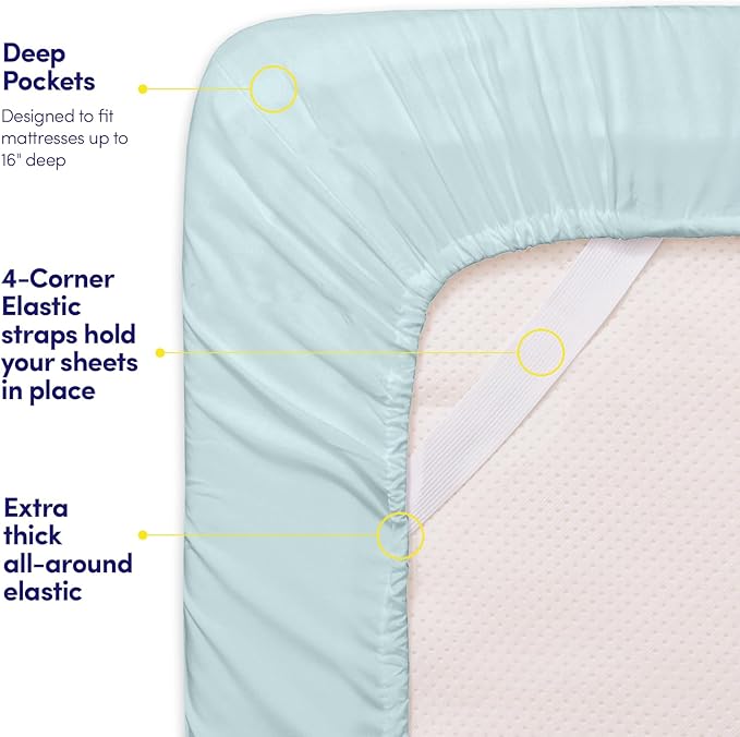 1500 Supreme Collection California King Sheet Sets Light Blue- Luxury Hotel Bed Sheets and Pillowcase Set for Cal King Mattress - Extra Soft, Elastic Corner Straps, Deep Pocket Sheets Light Blue