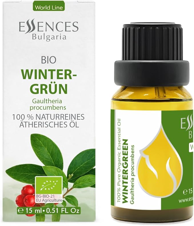 Essences Bulgaria Wintergreen Essential Oil 15ml (0.51 Fl Oz) | Gaultheria procumbens | 100% Pure, Natural, Undiluted | Aromatherapy, Cosmetics | Vegan, Non-GMO, Cruelty-Free