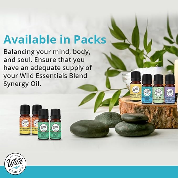 Wild Essentials Cold and Flu Relief 100% Pure Essential Oil Synergy Blend 10ml, Therapeutic Grade Formula for Congestion, Aches, migraines, Made in The USA