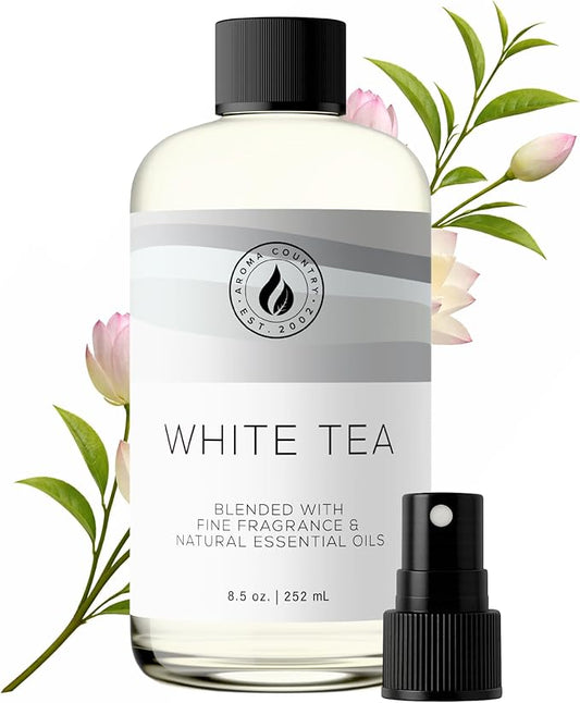 Aroma Country White Tea Diffuser Oil - Luxury Essential Oils for Diffuser Refill & Air Freshener Room Spray, Long-Lasting, Natural Fragrance and Hotel Scent for Diffusers & Machines (8.5 Fl Oz)