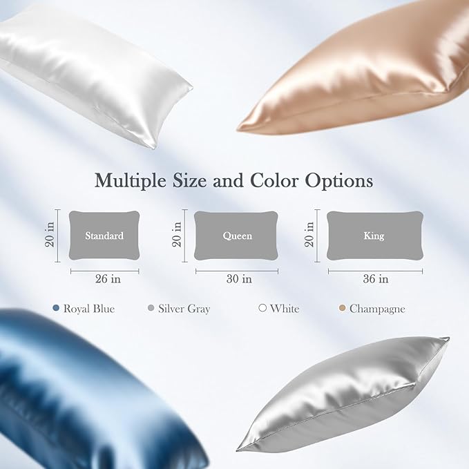 Avolare Cooling Pillow Cases, Arc-Chill 3.0 Cooling Pillowcases for Hot Sleepers, Satin King Pillow Cases Set of 2 with Zipper, Silky Pillowcases Machine Washable, Gifts for Women, Grey, 20"x36"