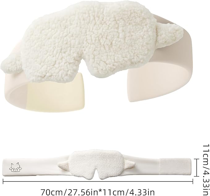 Cute Sleep Mask White for Women Men, 99.8% Blackout Adjustable Velcro Eye Mask, Soft Elastic Light Blocking Mask for Side Sleepers, Travel, Nap, Night Shift
