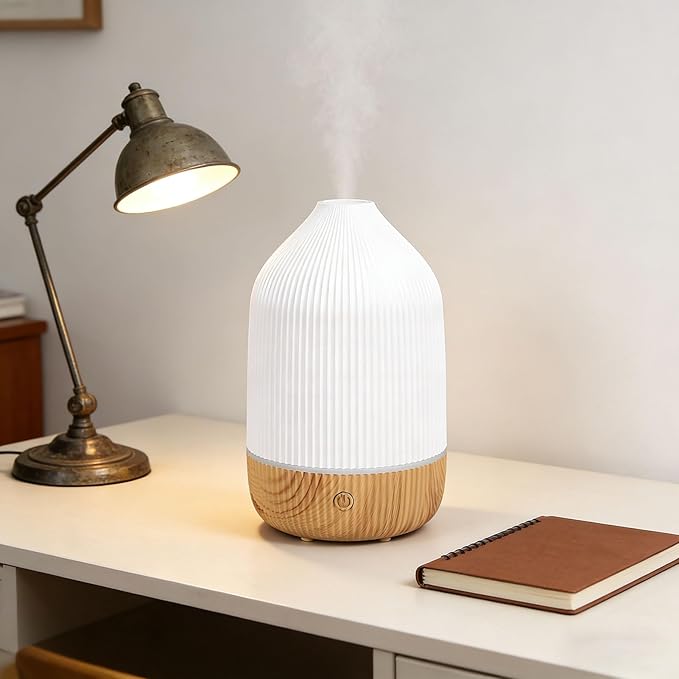TOPINCN Essential Oil Diffuser 100ML Ultrasonic Aromatherapy Diffuser with Modern Vertical Stripes Design for Home Office Bedroom Yoga Travel