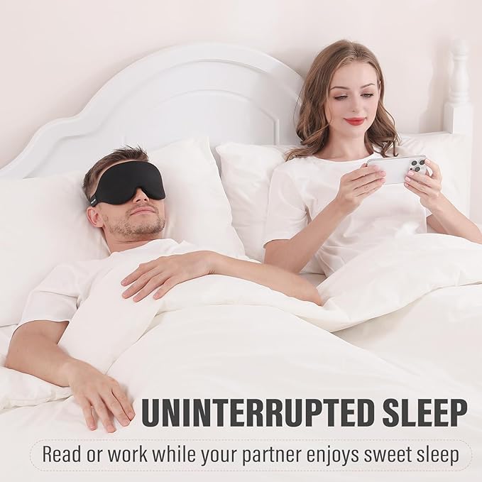 Sleep Mask (Black & Purple) for Men Women, Complete Light Blocking 3D Eye Mask for Sleeping Night Blindfold, Relaxing Zero Pressure Eye Cover