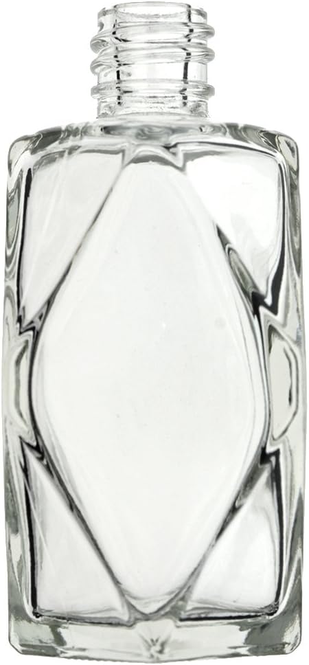 12-PIECES DIAMOND CUT 2 OZ 60ML EMPTY REFILLABLE CLEAR GLASS BOTTLES (Perfume, Essential Oils, Aromatherapy, Travel Kit)