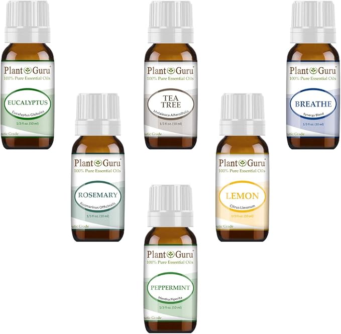 Respiratory Essential Oil Set 6-10 ml Pack Variety Kit 100% Pure Therapeutic Grade for Sinus, Aromatherapy Humidifier Diffuser.