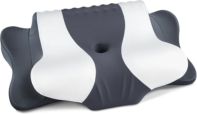 DONAMA Cervical Neck Pillow for Pain Relief, Cervical Pillow with Memory Foam Ergonomic Pillows with Dual Heights for Back, Stomach and Side Sleepers Kids' Floor Pillows Cushions (Light Grey, 27×15")