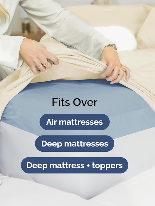 Extra Deep Twin Sheet Set - 3 Piece Breathable & Cooling Bed Sheets - Easily Fits 18 to 24 inch Mattress - Ultra Soft, Wrinkle & Fade Free with Extra Deep Pockets - Hotel Luxury Bedding - Off White