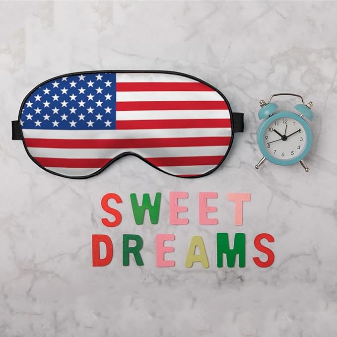American Flag Eye Mask Sleeping Mask Red White Stripes Stars Blue Sleep Masks Silky Soft Eye Cover for Women Men Shading Blindfold for Air Travel Sleeping
