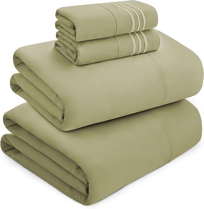 Mocassi Luxury King 4-Piece Sheet Set - 1800 Premium Hotel Quality - Easy-Fit, Wrinkle, Fade Resistant Bed Sheets and Pillowcases - All Around Elastic Fitted Sheet, Deep Pocket, Green
