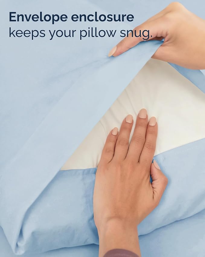 Twin 4 Piece Sheet Set - Comfy, Breathable & Cooling - Hotel Luxury Bedding for Women, Men, Kids, Teens and Children - 1 Flat & 1 Fitted Sheet & 2 Pillowcases w/ Deep Pockets - Wrinkle Free - Sky Blue