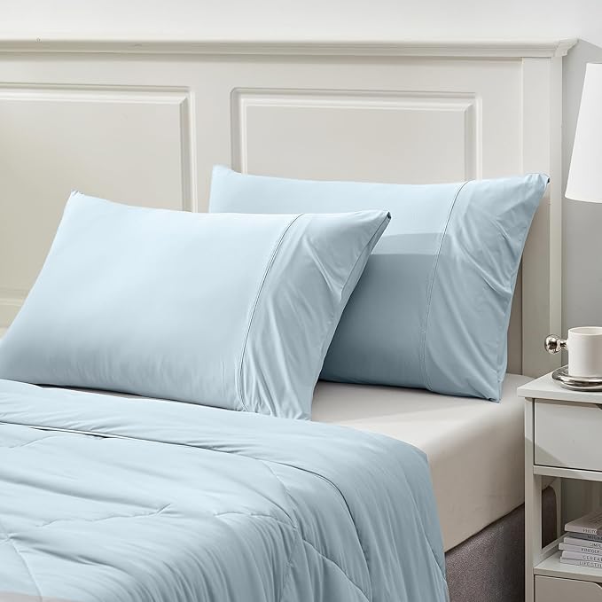 Cozy Bliss Cooling Pillow Cases for Hot Sleepers, Q-Max>0.45, Standard Size Set of 2, Soft & Silky Pillow Covers with Envelope Closure,Gift, Blue, 20x26 Inches