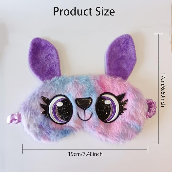 Cute Animal Sleeping Mask Soft Plush Blindfold Cute Rabbit Panda Koala Eye Cover Eyeshade for Kids Teens Girls Women (Big Eyes Rabbit)