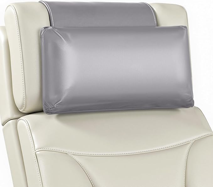Leather Recliner Pillow, Adjustable Neck & Head Support Pillow, Pu Leather Non-Slip Headrest for Pain Relief & Relaxation, Ideal for Recliner Chair, Couch, Office Chair, Sofa