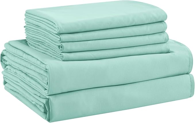 Queen Sheet Set - 6 Piece Sheets Queen Size Bed Set - Breathable & Cooling Hotel Luxury Bedding Set - Soft & Comfy Fully Elasticized 16" Deep Pocket Queen Sheets (Queen Spa Blue)