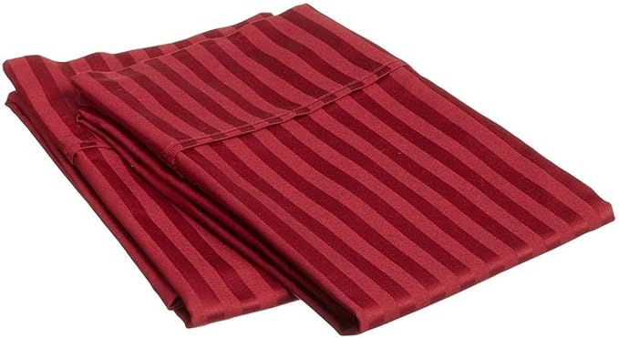 European Square Pillow Shams -Hotel Quality European 24" x 24" Euro Pillow Shams Set of 2,100% Cotton Cushion Cover Gorgeous Euro Size Decorative Pillow CoversBurgundy Stripe