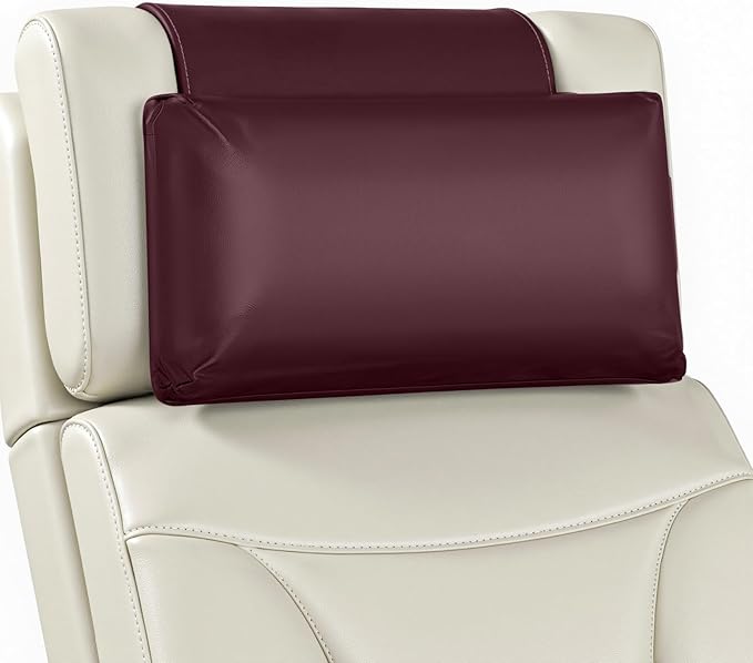 Leather Recliner Pillow, Adjustable Neck & Head Support Pillow, Pu Leather Non-Slip Headrest for Pain Relief & Relaxation, Ideal for Recliner Chair, Couch, Office Chair, Sofa