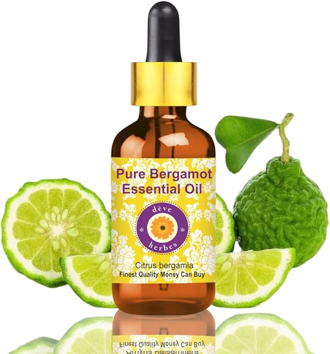 Deve Herbes Pure Bergamot Essential Oil (Citrus bergamia) with Glass Dropper Natural Therapeutic Grade Steam Distilled 50ml (1.69 oz)