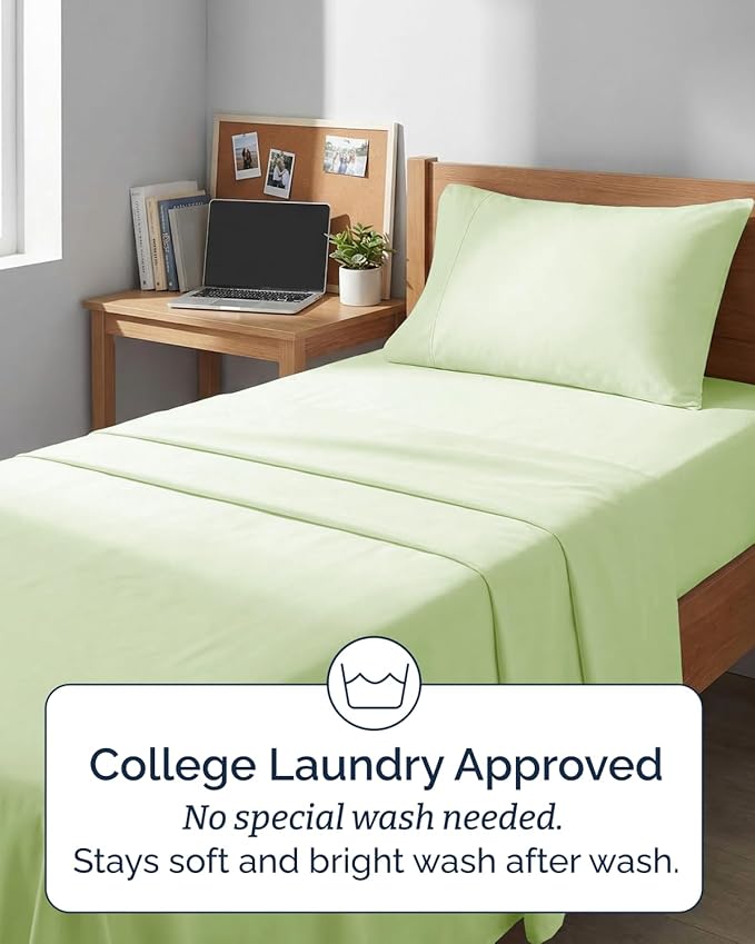 Extra Deep Twin XL Sheet Set - 3 Piece Breathable & Cooling Bed Sheets - Easily Fits 18 to 24 inch Mattress - Soft, Wrinkle & Fade Free w/ Extra Deep Pockets - Hotel Luxury Bedding - Light Sage Green