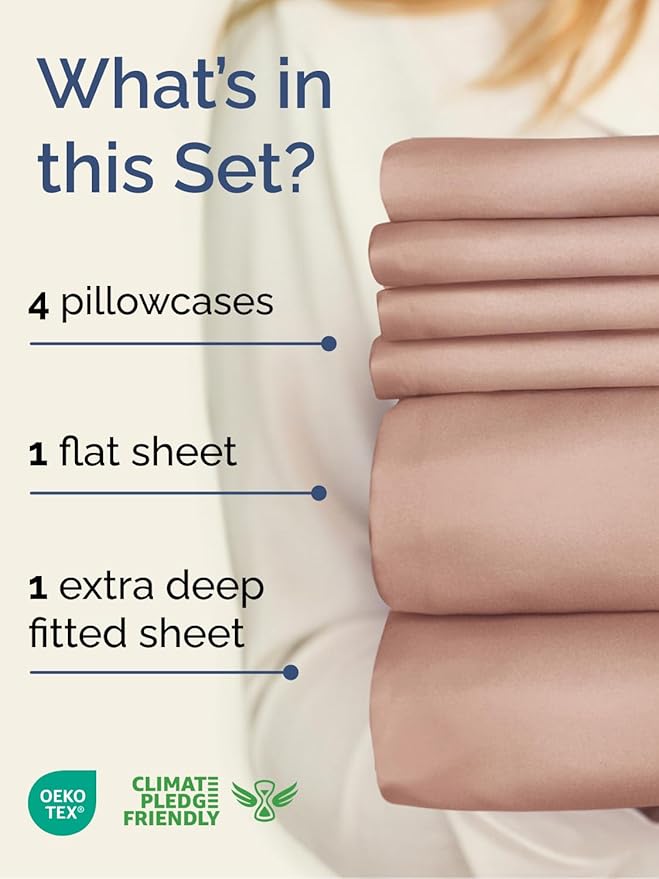 Extra Deep King Sheet Set - 6 Piece Breathable and Cooling Sheets - Hotel Luxury Bedding for Women, Men, Kids & Teens - Easy & Secure Fit - Soft, Wrinkle Free and Comfy - Extra Deep Pockets - Mauve