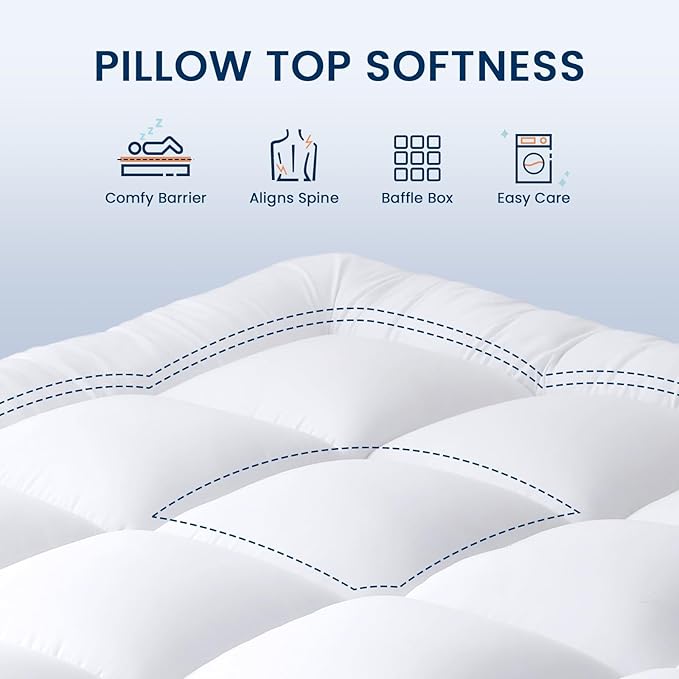 YUGYVOB Mattress Pad Extra Thick, Cooling, and Breathable Full Size Mattress Topper 8-21" Deep Pocket Soft Down Alternative Fill