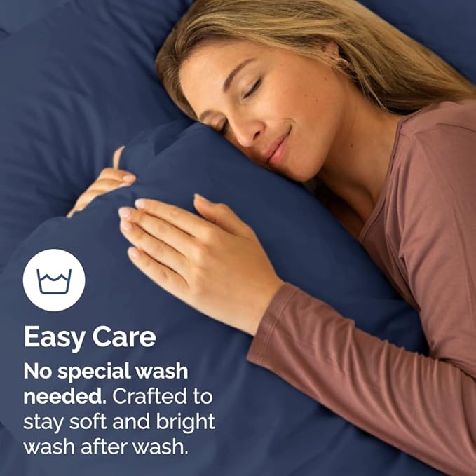 Standard Pillow Cases Set of 10 - Ultra Soft Hotel Quality Pillowcase Covers - Comfy, Cozy & Wrinkle Free - Shrink, Stain & Fade Resistant - Machine Washable Pillow Protectors - 10 Pcs Set - Navy Blue