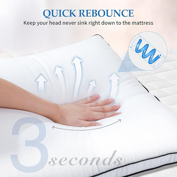 DolceLuna Pillows Queen Size Set of 2, Bed Pillows for Sleeping 2 Pack, Queen Pillows Down Alternative Hotel Luxury Pillow for Side and Back Sleepers, Soft & Comfortable