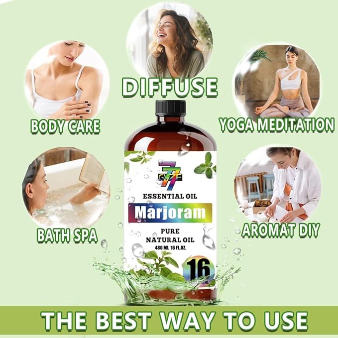 Marjoram Essential Oil - Marjoram Oils for Diffusers, Humidifiers, DIY Candles, Soap, Cleaning, Home, Office, Yoga, Massage, Gifts - 16 fl oz (480 ml) - GV77ZF