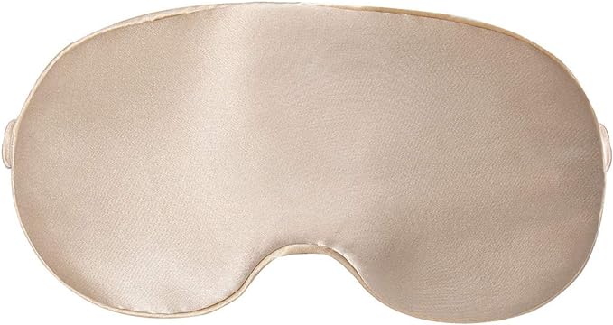 Mulberry Natural Silk Sleep Mask for Women & Men with Elastic Strap, Super Soft Sleeping Eye Mask, Size M, (Champagne)