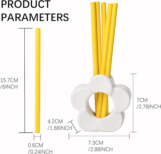 Liquid Free Non-Toxic Air Freshener for Home Diffuser Fragrance Lasts Over 30 Days Kit Includes 1 White Ceramic Base and 5 Scent Sticks (Lemon Leaf and Thyme)