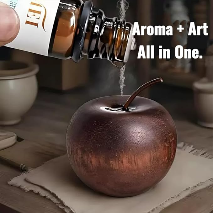 1 Packs Wood Apple Essential Oil Diffuser Bulk Small Passive Oil Diffusers Aromatherapy Round Wooden Grain Portable Air Freshener for Car Aromatherapy Home Office Bathroom(Brown)