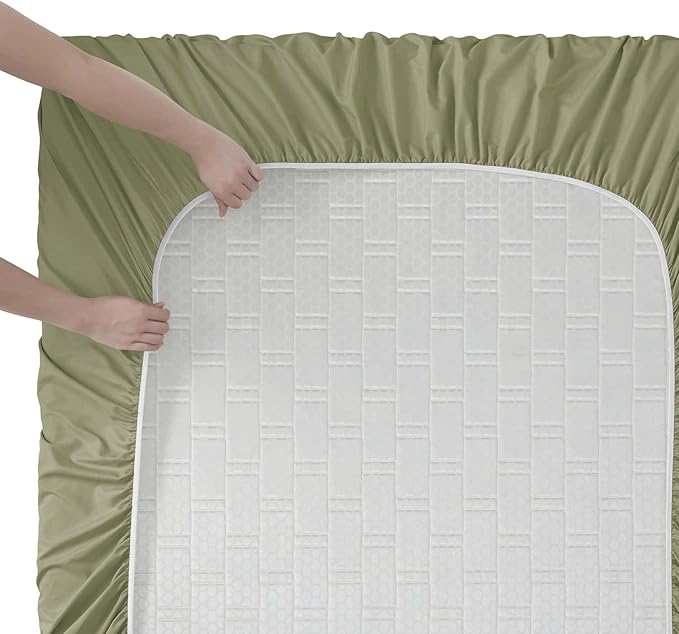 Clara Clark Full Sheets, 6 Piece Set - Hotel Luxury Bed Sheets, Super Soft Bedding Set, Full Size, Sage Green