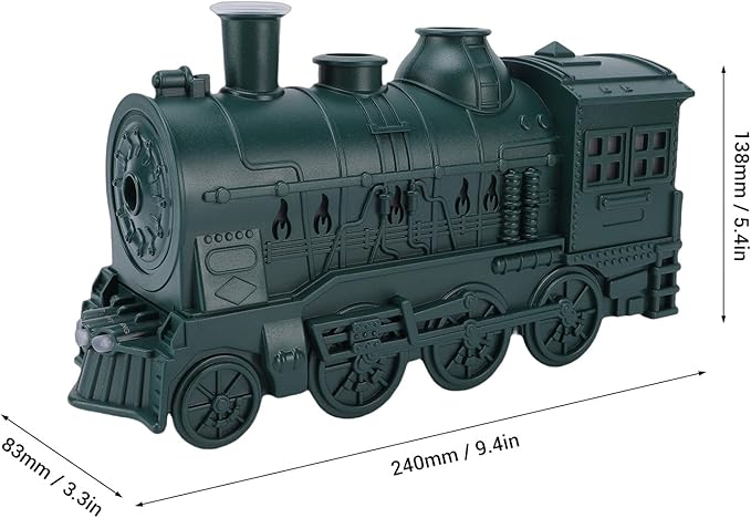 Fabater 300ML Train Shaped Humidifier with Night Light for Bedroom Desk, Train Essential Oil Diffuser Cool Mist Humidifier Dual Spray Modes (Green)