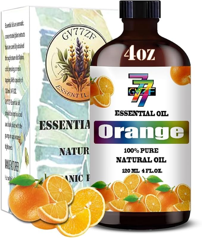Sweet Orange Essential Oil - Sweet Orange Oils for Diffusers, Humidifiers, DIY Candles, Soap, Cleaning, Home, Office, Yoga, Massage, Gifts - 4 fl oz (120 ml) - GV77ZF