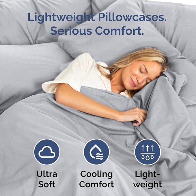 Standard Pillow Cases Set of 6 - Ultra Soft Hotel Quality Pillowcase Covers - Comfy & Wrinkle Free - Shrink, Stain and Fade Resistant - Machine Washable Pillow Protectors - 6 Piece Set - Steel Blue