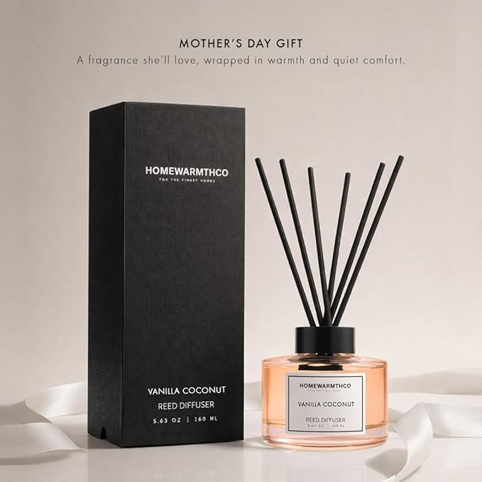 Vanilla Coconut & Citrus Reed Diffuser Set-Luxury Fragrance Reed Diffusers for Home, Office, Bathroom, Kitchen and Home Decor - Long-Lasting Scent with Non-Toxic Oils (5.63 oz 160ml)