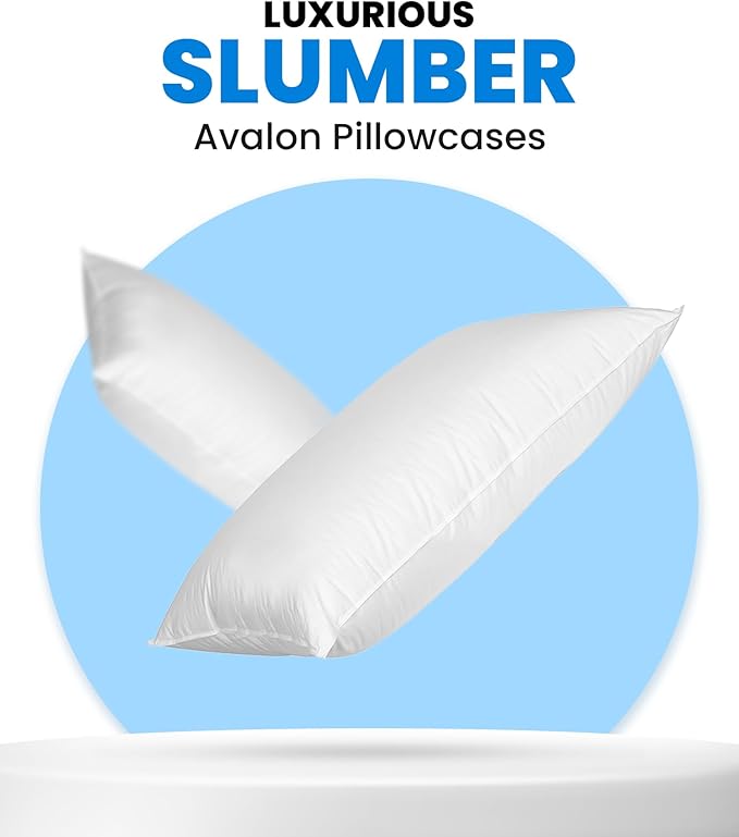 Avalon Bedding Pillow Cases Standard Size White Pillow Cases Set of 2 Cotton Blend 200 TC Soft & Breathable Perfect for Home & Hospital, Hotel Quality Queen Pillow Protectors 30x20 Inches
