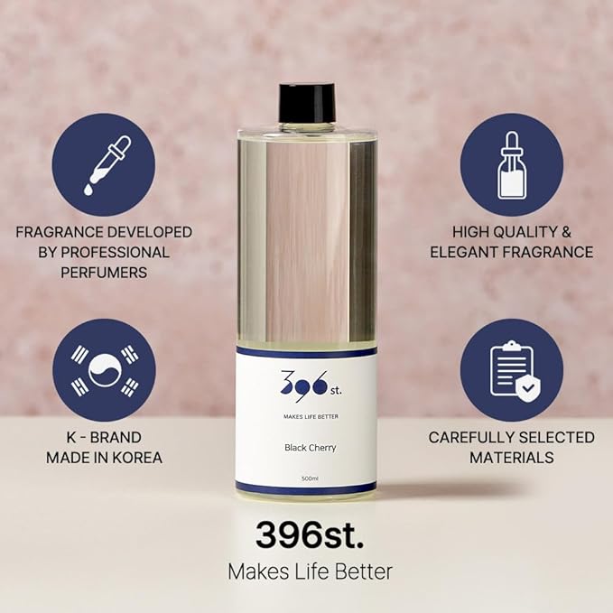 396 St. Vanilla Lavender Scented Oil Refills for Reed Diffuser, 16.9oz(500ml), 10 Fiber Reed Sticks, Home Fragrance