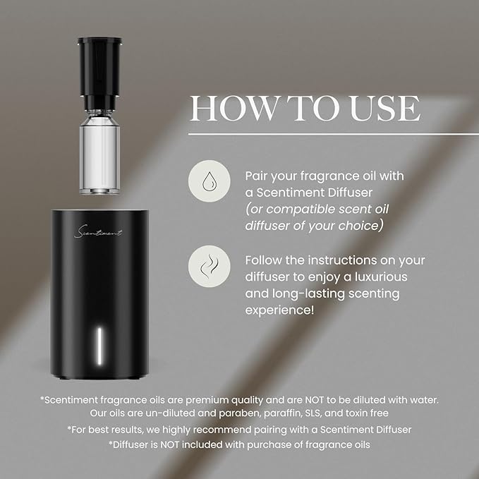Scentiment Diffuser Oil – Midnight Jasmine | Jasmine, Vanilla Crème & Pear Nectar | Soft, Sweet & Floral Evening Fragrance Oil for Cold Air Diffusers – 4.06 fl oz (120 mL)