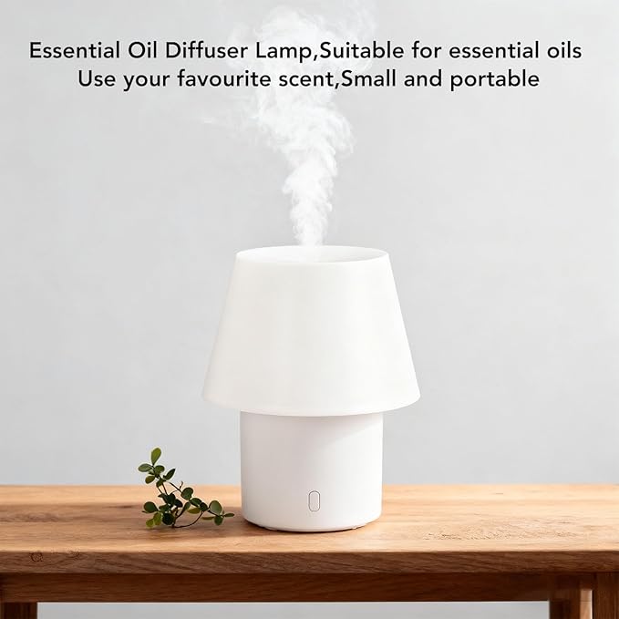 Asixxsix Essential Oil Diffuser Lamp, 6.8x5.6Inch 160ml Ultrasonic Aromatherapy Diffuser with Night Light, Quiet Running, USB Powered, for Home, Office (Flat Top)