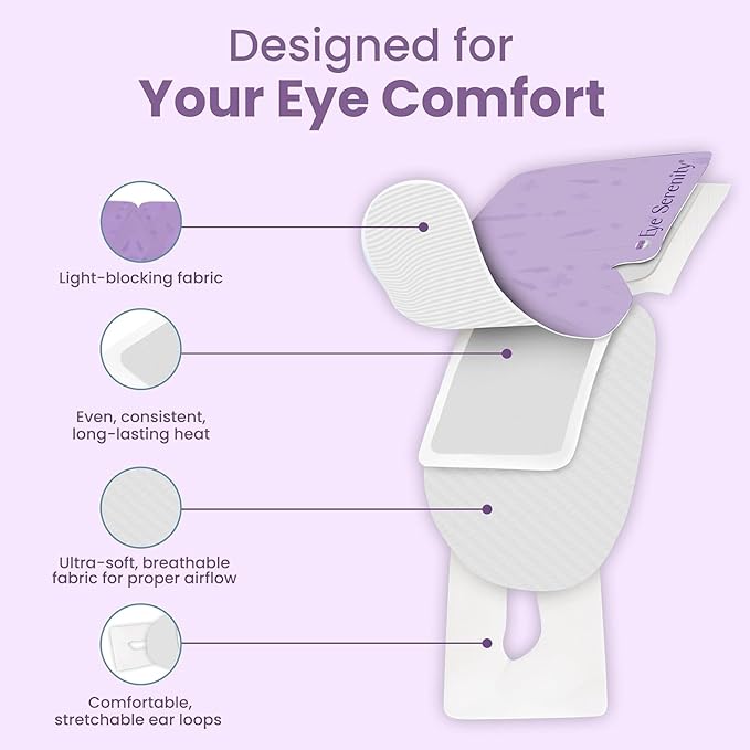 Lure Essentials Steam Eye Mask, Heated Eye Mask, Self Heating Warm Compress for Dry Eyes, Fast Relief for Stye, Puffy Sensitive Eyes, Moist Heat, Relaxation Gifts for Women and Men - Lavender