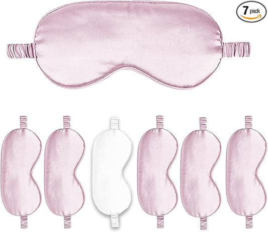 7PACK Satin Eye Mask Silk Sleep Masks Silky Blackout Eyes Covers Sleeping Blindfold Eyeshade Wedding Bridal Gift Travel Naps