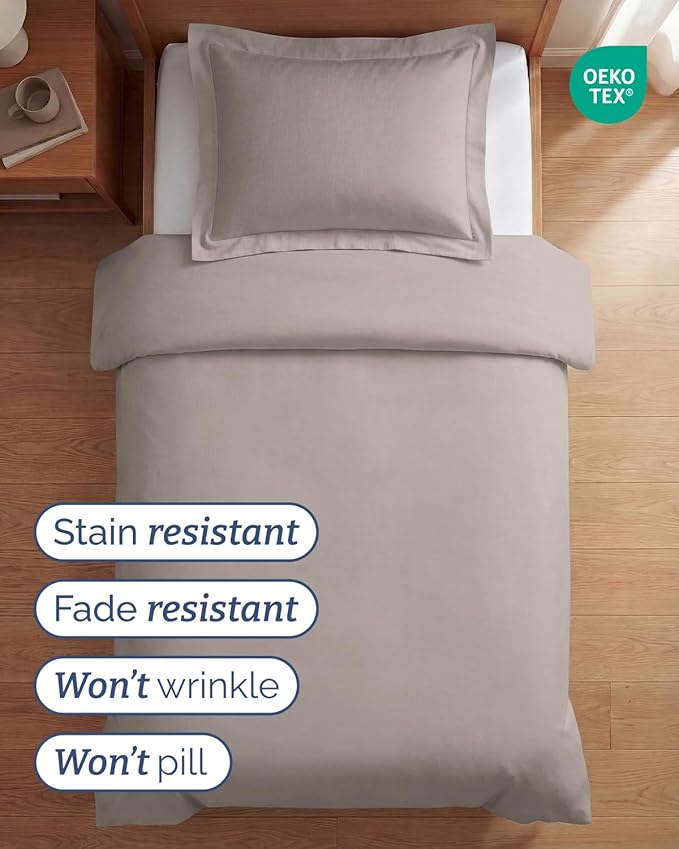 Duvet Cover Twin/Twin XL Size Set - Extra Soft Twin/Twin XL Duvet Cover 68" x 90" with 1 Pillow Sham - Hotel Luxury, Easy Care, Fade Free w/ Zipper Closures & Ties - Comfy & Breathable (Light Grey)