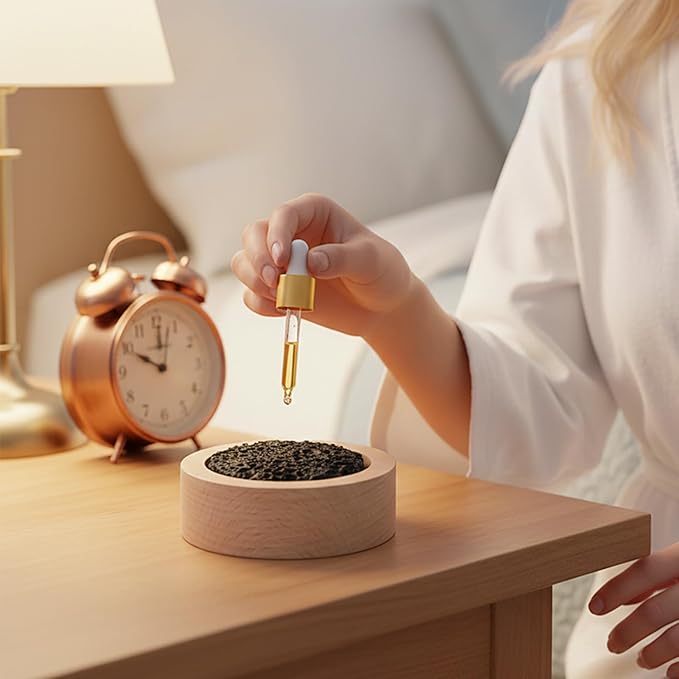 Passive Essential Oil Diffuser Rock Diffuser Natural Wood Base Aromatherapy for Decorating at Desk, Office, or Car and Gift-Giving